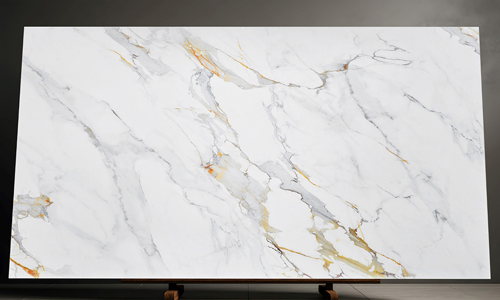 Contemporary Marbleized Slab with gold veins for Kitchen worktops in Ireland